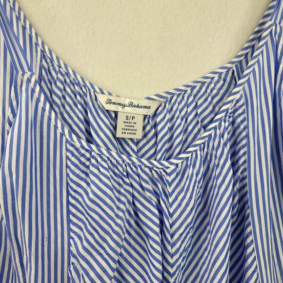 Tommy Bahama Blue White Striped Adjustable Strap Flowy Camisole Oversized Small - Picture 3 of 11